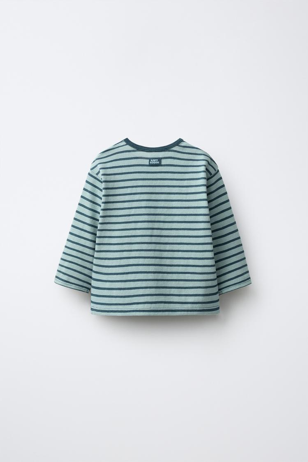 ZARA ФУТБОЛКА В ПОЛОСКУ С НАШИВКОЙ, СИНЕ-ЗЕЛЕНЫЙ