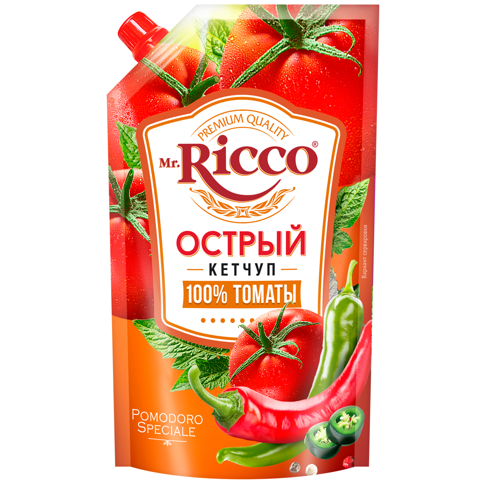 Кетчуп  Мистер Рикко острый д/пак 300г