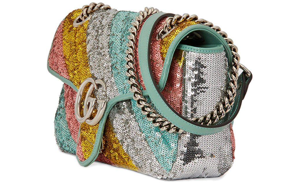 GUCCI Quilted Sequined Leather Crossbody Bag, Shoulder Bag Women"s