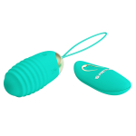 Бирюзовое ребристое виброяйцо с пультом ДУ Pretty Love Jessica BI-014362W-3A4