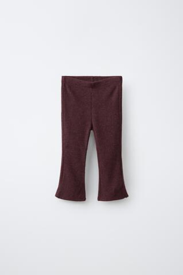 ZARA ТРИКОТАЖНЫЕ БРЮКИ FLARE С БАНТАМИ SOFT TOUCH, ТЕМНО-БОРДОВЫЙ
