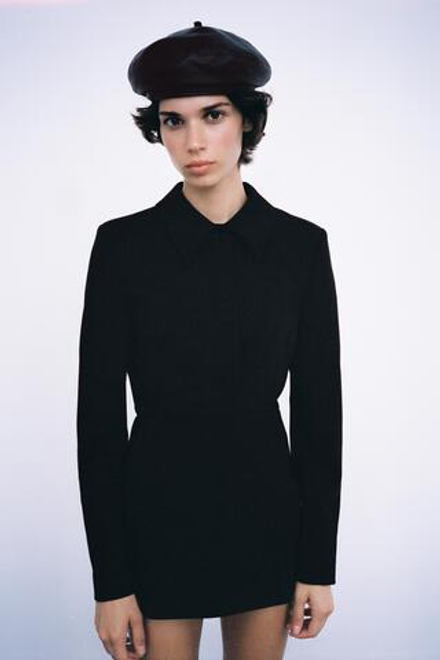 ZARA КОЖАНЫЙ БЕРЕТ 100%, КОРИЧНЕВЫЙ