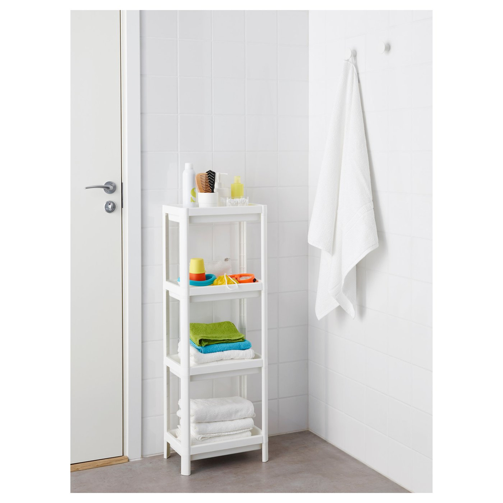 IKEA VESKEN  (ИКЕА ВЕСКЕН)  -  Стеллаж для ванной - белый 37x23x101 см
