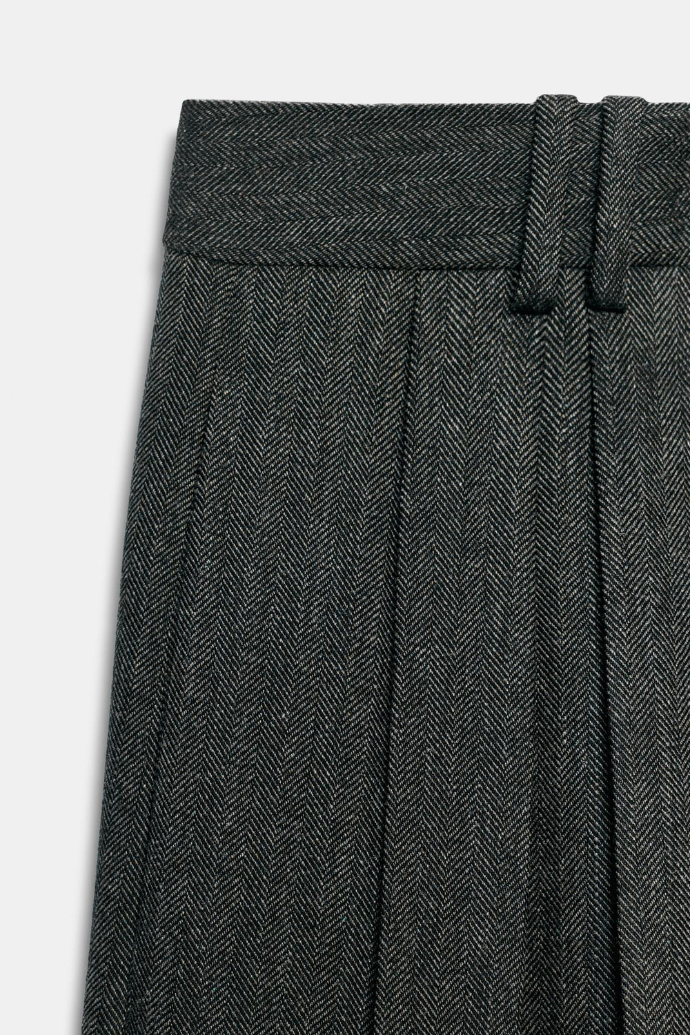 ZARA ШИРОКИЕ БРЮКИ В «ЕЛОЧКУ» — ZW COLLECTION, ТЕМНО-СЕРЫЙ