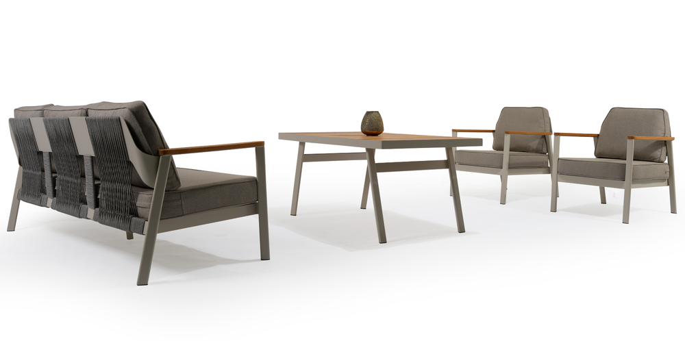 Комплект Isra Seating Set. Диван + 2 Кресла + Столл. Алюминий, ироко. Поставка 45 дней.