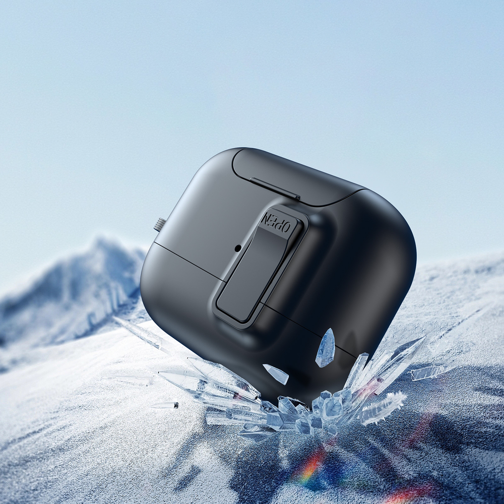 Чехол с замком и подставкой от Dux Ducis для наушников AirPods Pro 2, черный цвет, серия PECQ Series