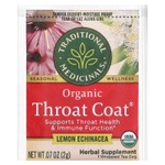 Traditional Medicinals, Organic Throat Cover®, лимон и эхинацея, без кофеина, 16 чайных пакетиков, 32 г (1,13 унции)