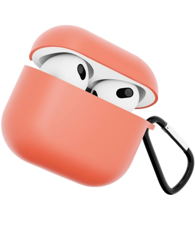 Чехол для Airpods 3 Gurdini силиконовый с карабином Коралловый