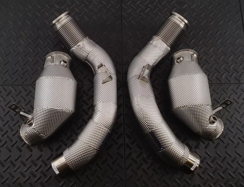 RedStar Exhaust Приемные трубы (Downpipes) спорт-кат GESI Gen2 127мм с термозащитой BMW X5M F95 / X6M F96 (S63)
