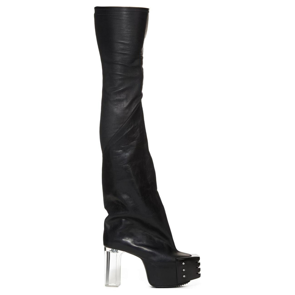 RICK OWENS Flared Platform Leather Boots