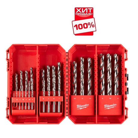 ХИТ! Набор сверл по металлу 19 единиц 1 - 10 мм THUNDERWEB HSS-G GEN III в футляре Milwaukee 4932493869