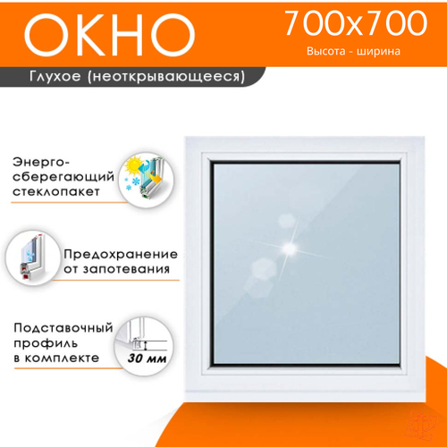 Пластиковое окно 700 х 700 ТермА Эко с глухой створкой