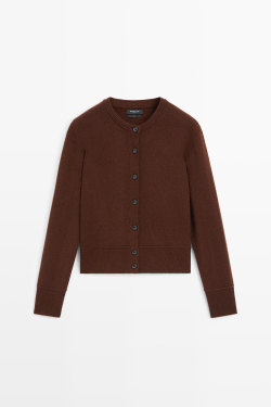 Massimo Dutti Короткий кардиган из 100% шерсти, гранатовый