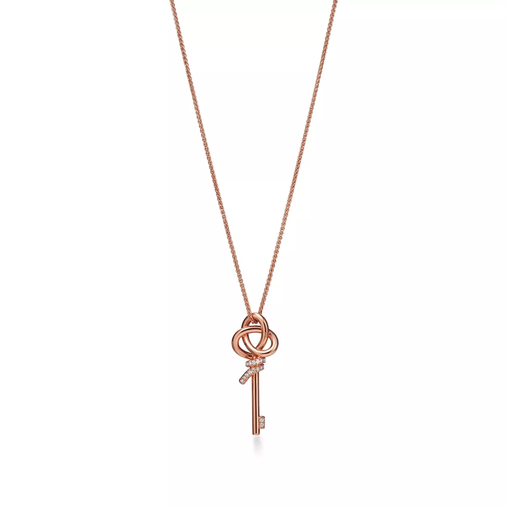 Подвеска - ключ из розового золота с бриллиантами, Tiffany 💠 Knot - В наличии