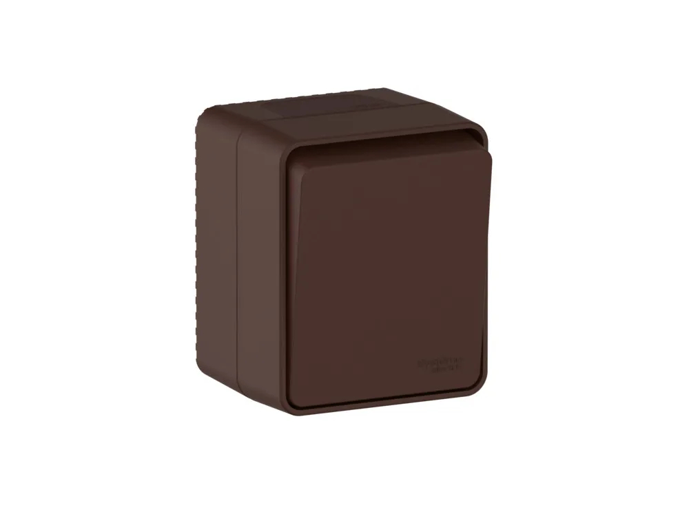 ATLASDESIGN PROFI IP54 О/У 1-клавишный ВЫКЛЮЧАТЕЛЬ КНОПОЧНЫЙ, сх.1, 10А, КОРИЧНЕВЫЙ
