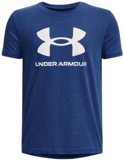 Детская футболка Under Armour Sportstyle Logo Short Sleeve — blue mirage/white