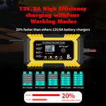 Устройство зарядное для аккумулятора (Pb / AGM / LiFePo4)12V 8A RJTianye желтое