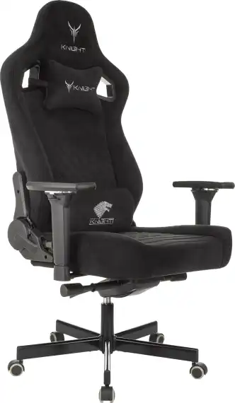 Кресло игровое Knight Hunter черный Alfa Black искусственная замша с подголов. крестов. металл