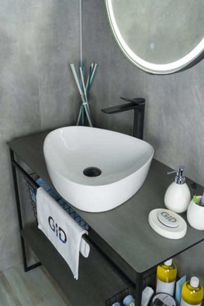 Раковина Gid N9386 51139 накладная белая 50x40x12