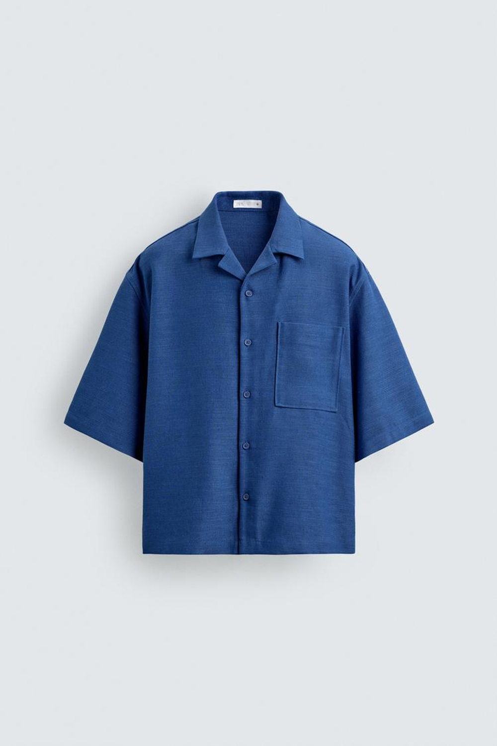 ZARA РУБАШКА BOXY FIT ИЗ РЕЛЬЕФНОЙ ТКАНИ, ЯРКО-СИНИЙ