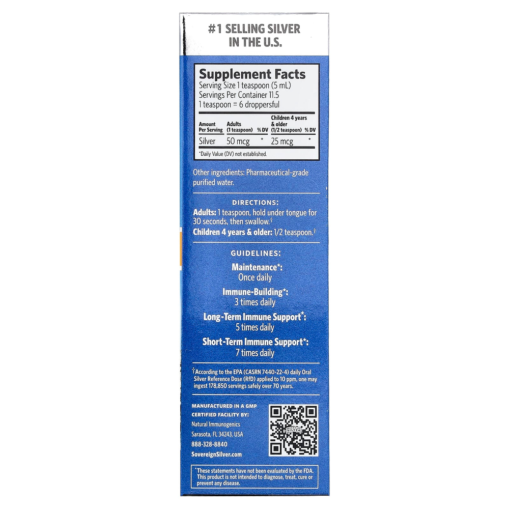 Sovereign Silver, Bio-Active Silver Hydrosol™, капли, флакон с крышкой-пипеткой, 59 мл (2 жидк. унции)