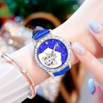 KANGOL Automatic Mechanical Movement Genuine Leather Strap Watch Women"s Watch Blue Dial
