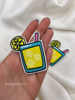 Нашивка "лимонад" желто-голубая 6х4,5 см