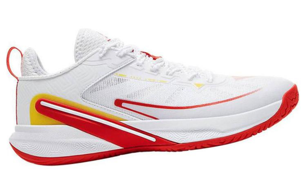 PEAK Taichi Volleyball Shoes Cushioning, Wear Resistant Low top Training Shoes Men"s White Red