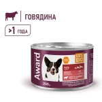 Влажный корм AWARD для взрослых собак паштет из говядины с морковью 200г - 12 шт