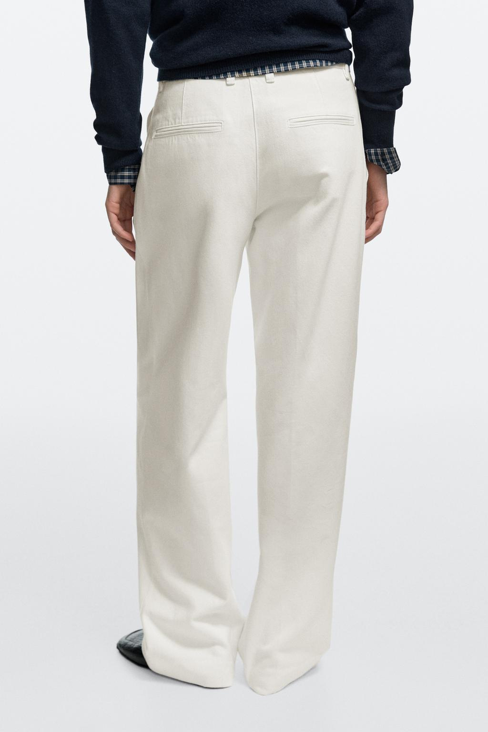 Massimo Dutti Брюки с защипами и низкой посадкой, белый