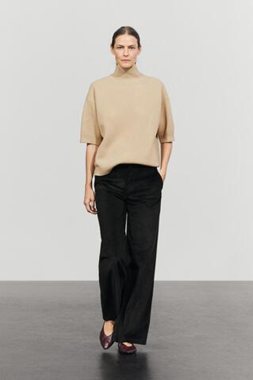 Massimo Dutti Вельветовые брюки-палаццо, черный
