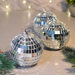 Шар новогодний 3шт 8см "Shining Disco", серебро