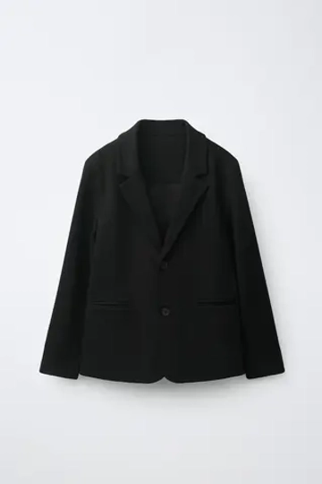 ZARA ОДНОТОННЫЙ КОСТЮМНЫЙ БЛЕЙЗЕР, ЧЕРНЫЙ