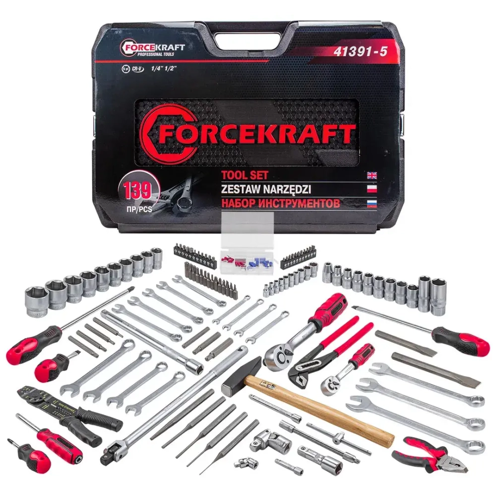 Набор инструментов 139пр. 1/4'', 1/2''(6гр.)(4-32мм) FORCEKRAFT FK-41391-5