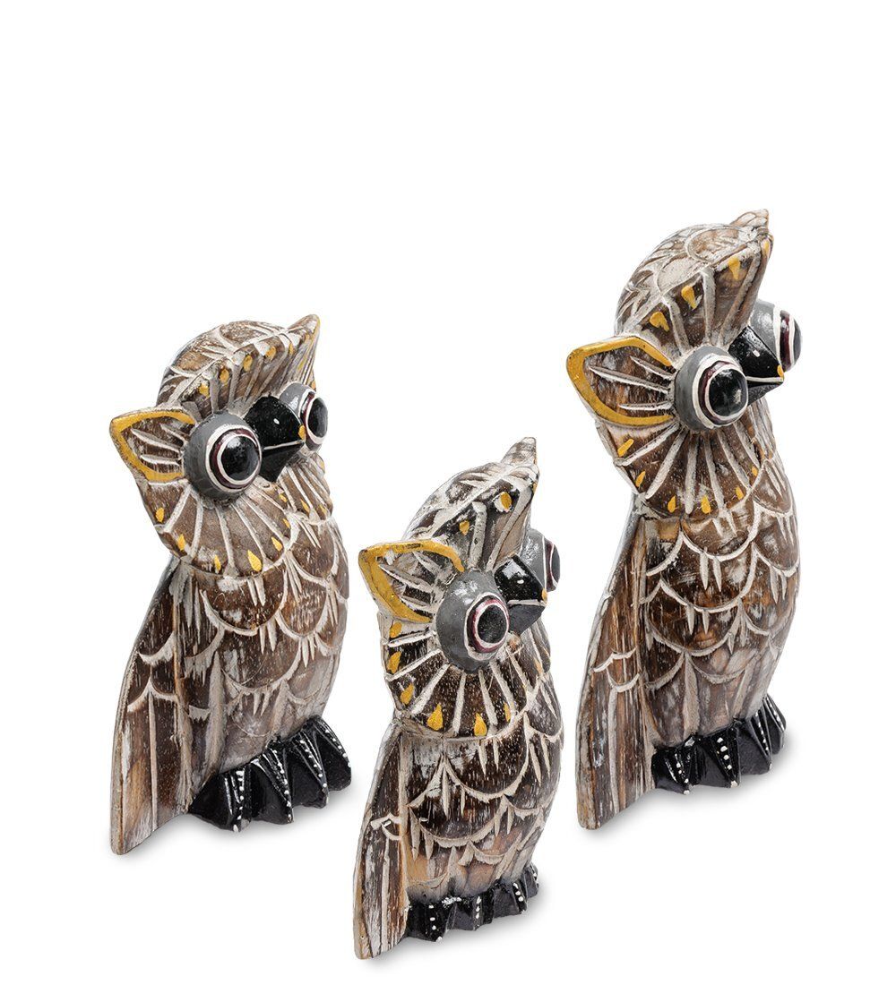 Decor and Gift 99-435 Фигурка «Сова» н-р из трех 25,20,15 см (албезия, о.Бали)