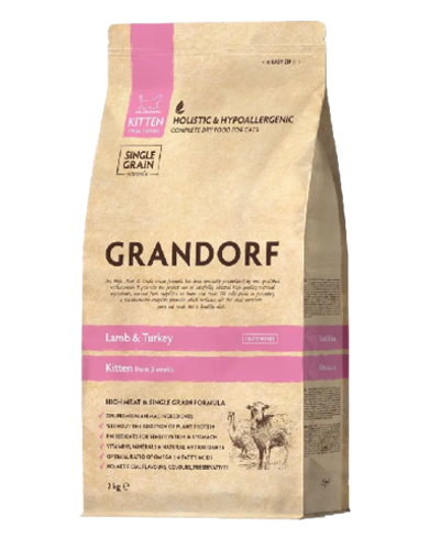 Grandorf Kitten Holistic для котят с 3 недель Ягненок с Индейкой 2кг.