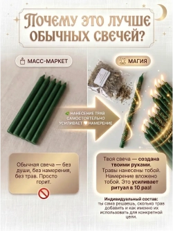 Свечи восковые натуральные зеленые, 80 шт