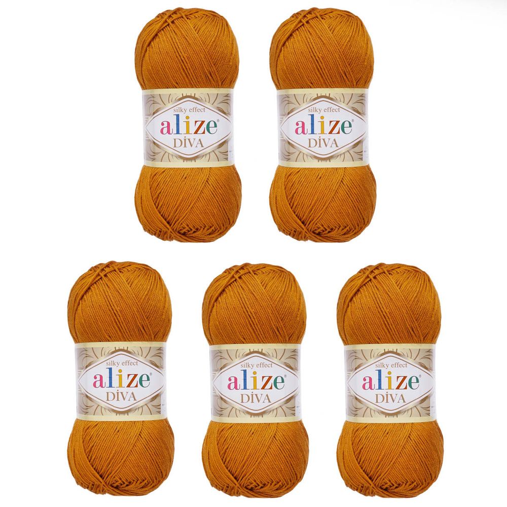 Пряжа Alize (Ализе) Diva / уп.5 мот. по 100 г, 350м, 234 табачный А