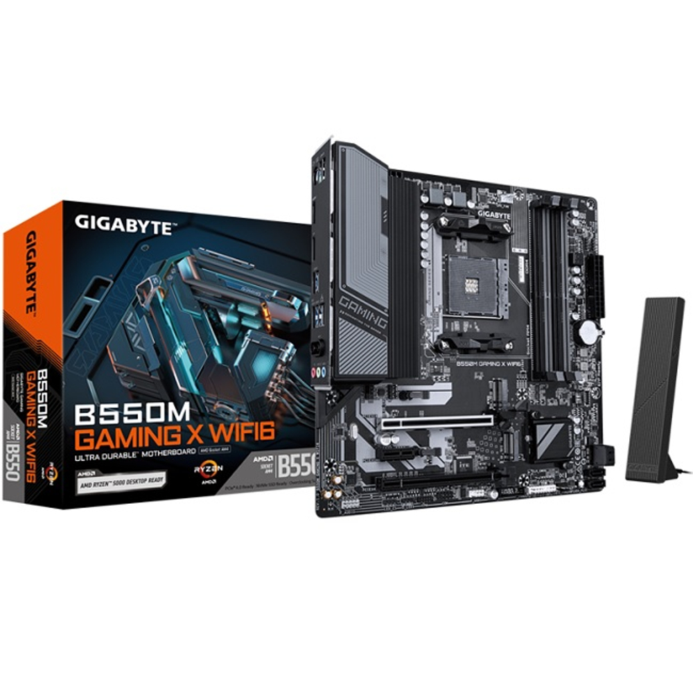 Материнская плата GIGABYTE B550M GAMING X WIFI6 (Socket AM4/AMD B550/4xDDR4/2xPCI-Ex16/2xM.2/SB7.1/GLAN/DP/HDMI/mATX)