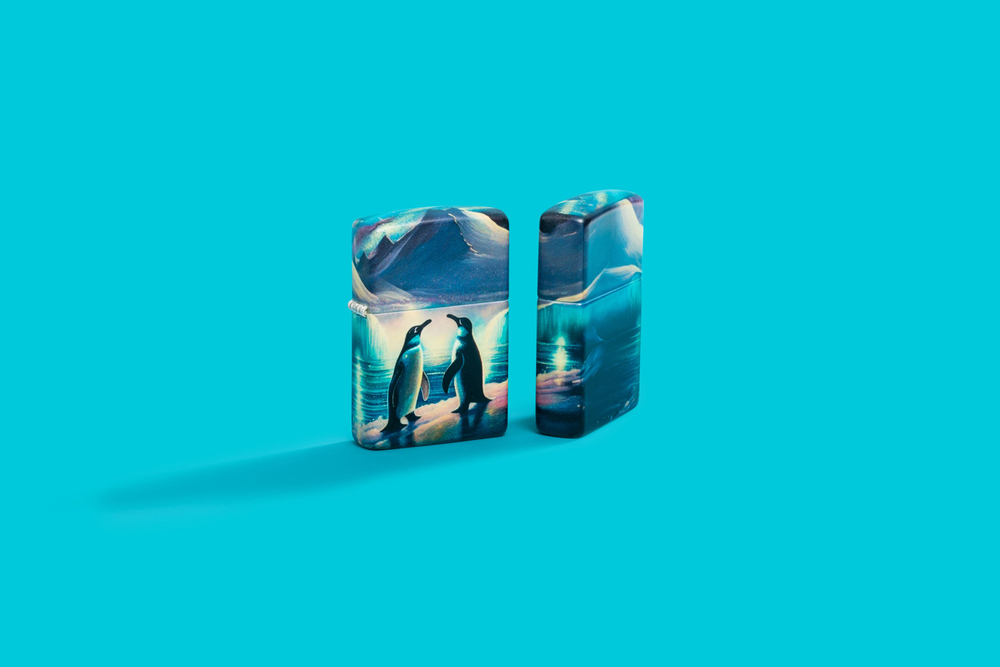 Зажигалка Zippo Penguin с покрытием Glow In The Dark Green, латунь/сталь, разноцветная, 38x13x57 мм
