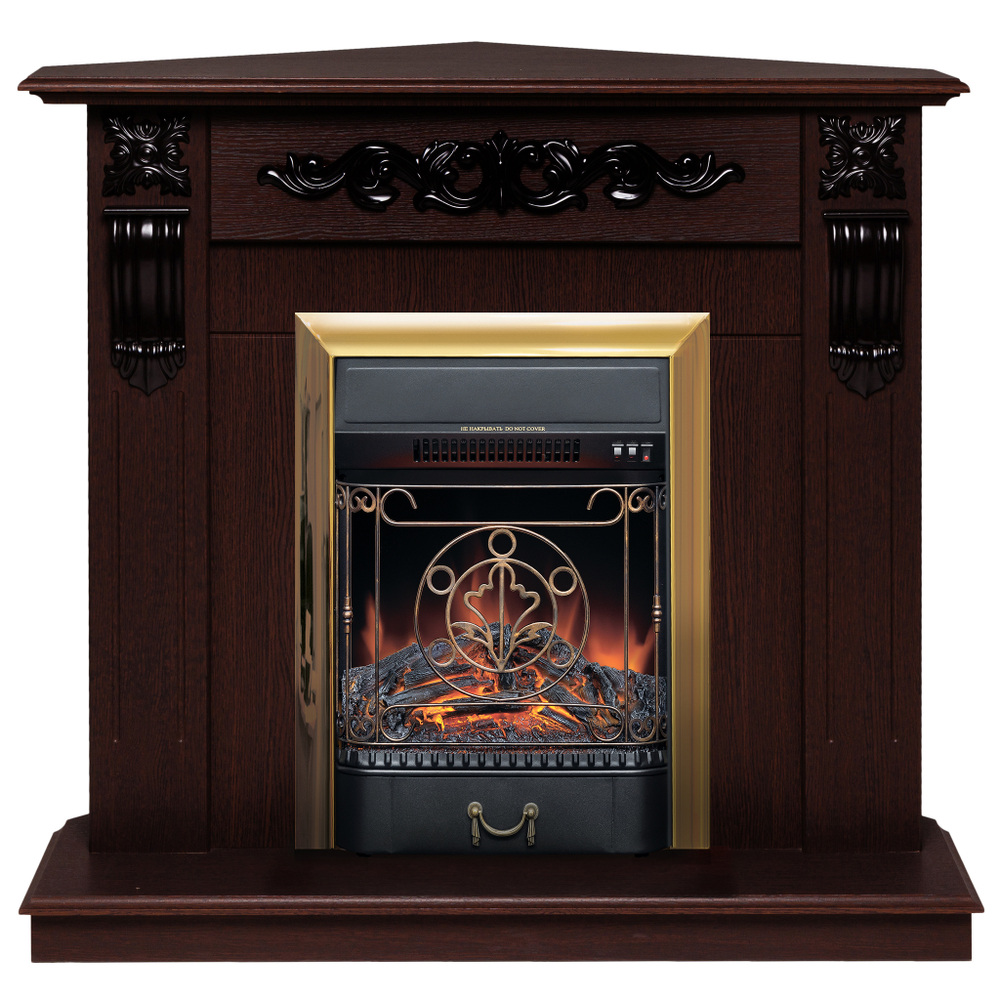 Каминокомплект Real Flame Dominica Corner DN с очагом Majestic Lux Brass (угловой)