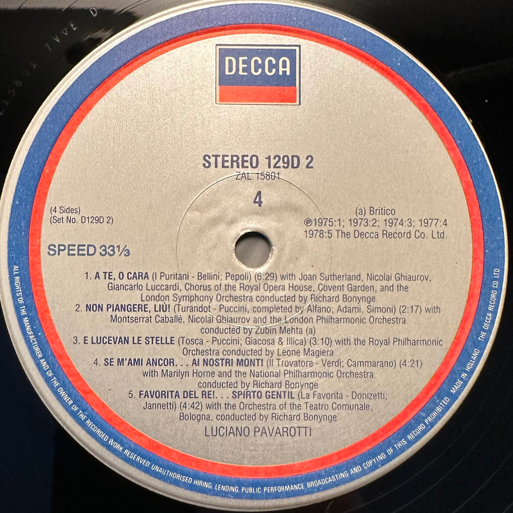 Лучано Паваротти-Браво Паваротти 2LP (Голландия 1981г.)