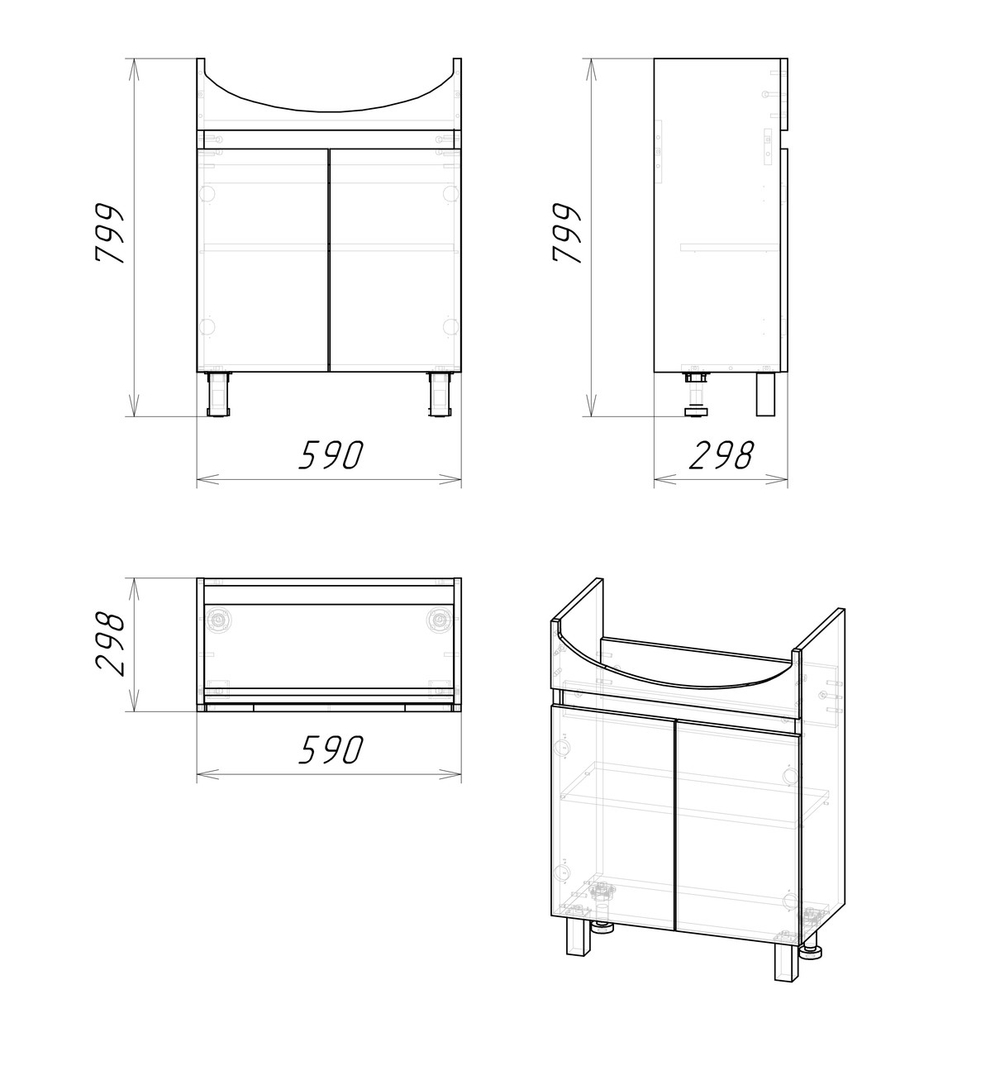 Тумба напольная "ПОЛО-60 см" (разобранный вид) дуб сонома/белая (ум.Уют-60)