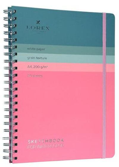 Скетчбук А4 30л. "Lorex curly aquarelle gradient touch" 200г/м2 тонированная бумага, тв.облистер soft to