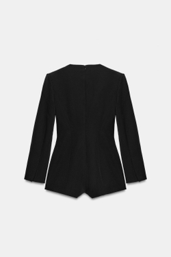 ZARA КОРОТКИЙ КОМБИНЕЗОН С ПОДПЛЕЧНИКАМИ, ЧЕРНЫЙ