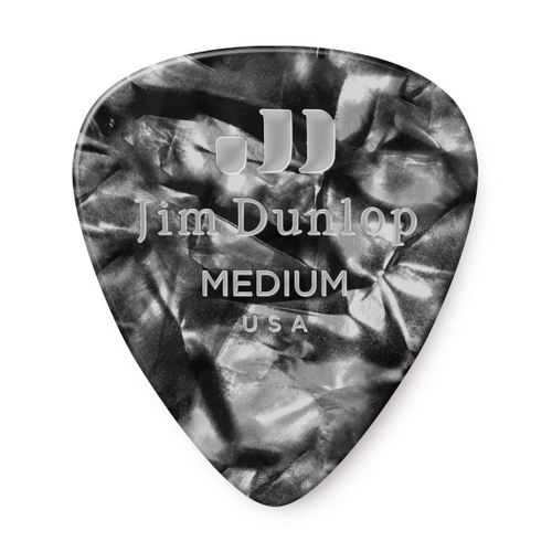 Dunlop 483P02MD Celluloid Black Pearloid Medium 12Pack медиаторы, средние, 12 шт.