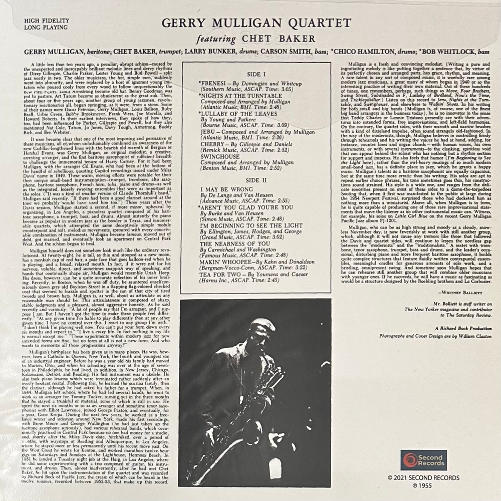 Gerry Mulligan Quartet Featuring Chet Baker - Gerry Mulligan Quartet (Европа 2021г.)