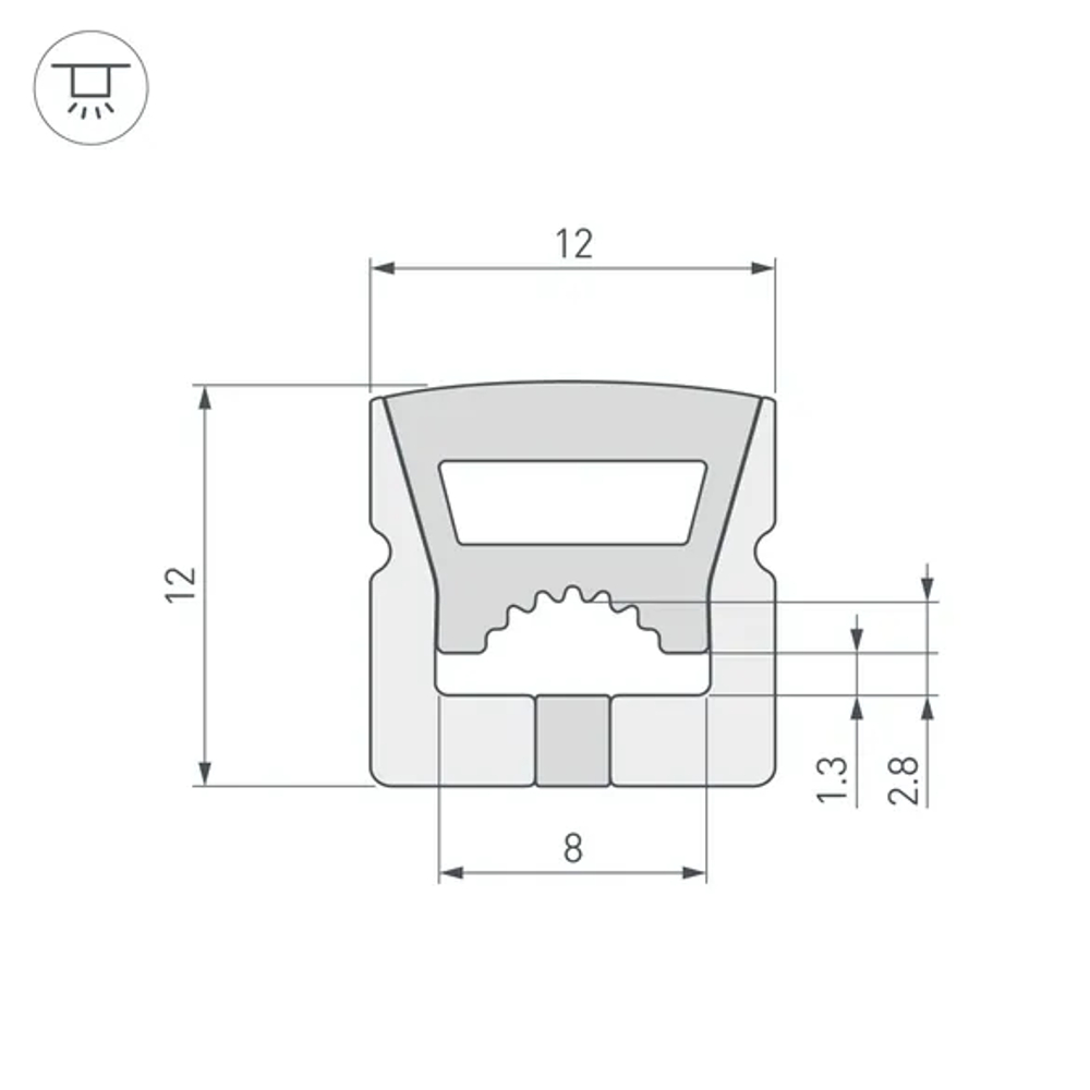 Силиконовый профиль WPH-FLEX-1212-TOP-S8-5m WHITE (Arlight, Силикон) 040285