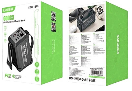 Powerbank Kakusiga KSC-1276 60000mAh 4USB/2Type-C черный