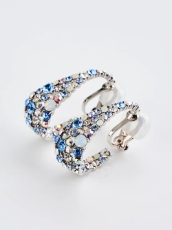 Клипсы Россыпь из голубых камней Swarovski